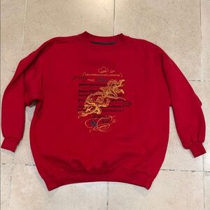 Vintage 90’s Express Red Graphic Oversized Crewneck Sweater